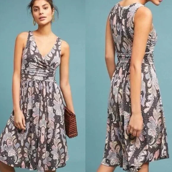 Anthropologie | Dresses | Anthropologie Maeve Leslie Midi Dress Faux Wrap  Paisley Boho Summer Womens M | Poshmark